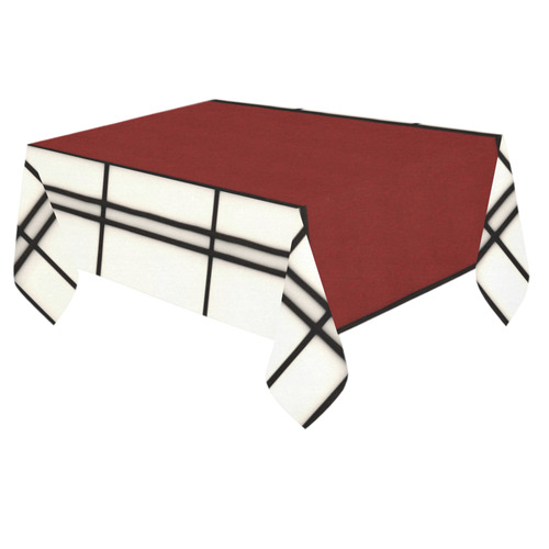 Shoji - red Cotton Linen Tablecloth 60"x 84"