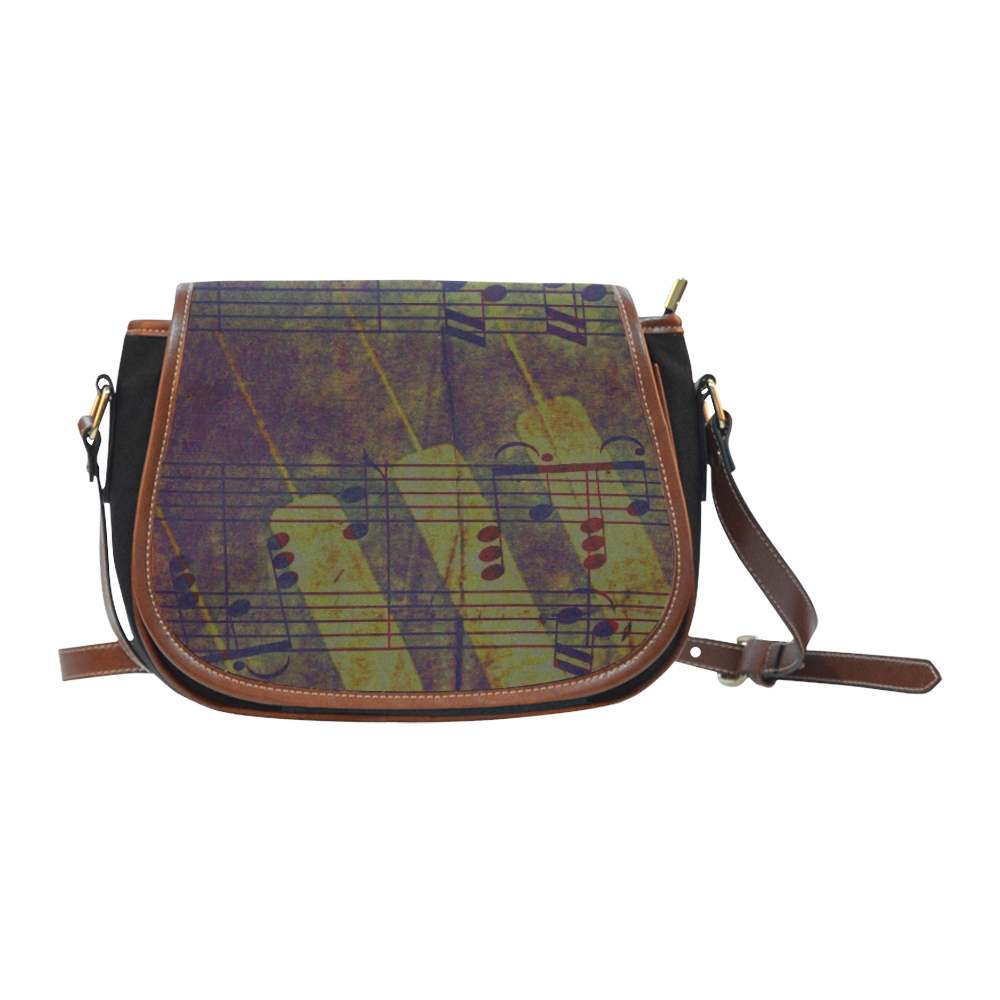 Music, vintage look A by JamColors Saddle Bag/Small (Model 1649)(Flap Customization)
