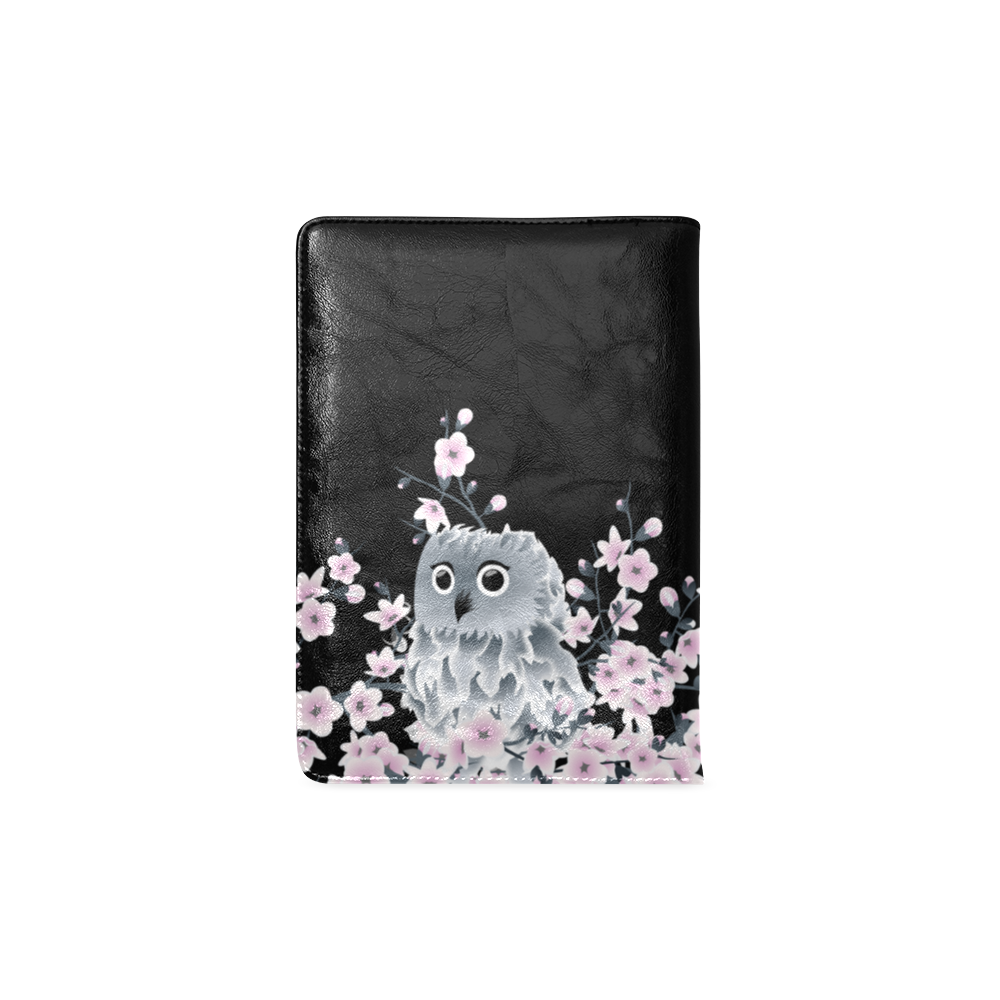 Cute Owl and Cherry Blossoms Pink Black Custom NoteBook A5