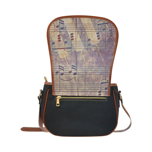 Music, vintage look B by JamColors Saddle Bag/Small (Model 1649)(Flap Customization)