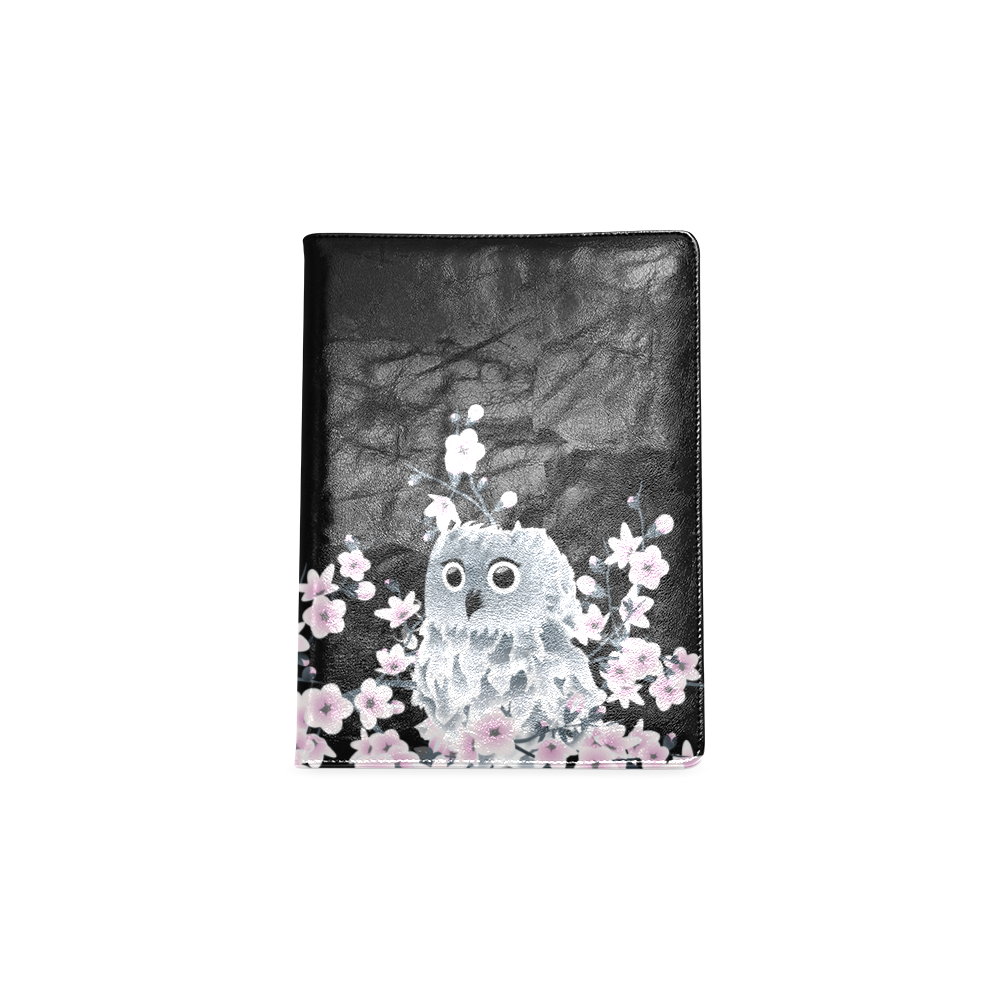 Cute Owl and Cherry Blossoms Pink Black Custom NoteBook B5