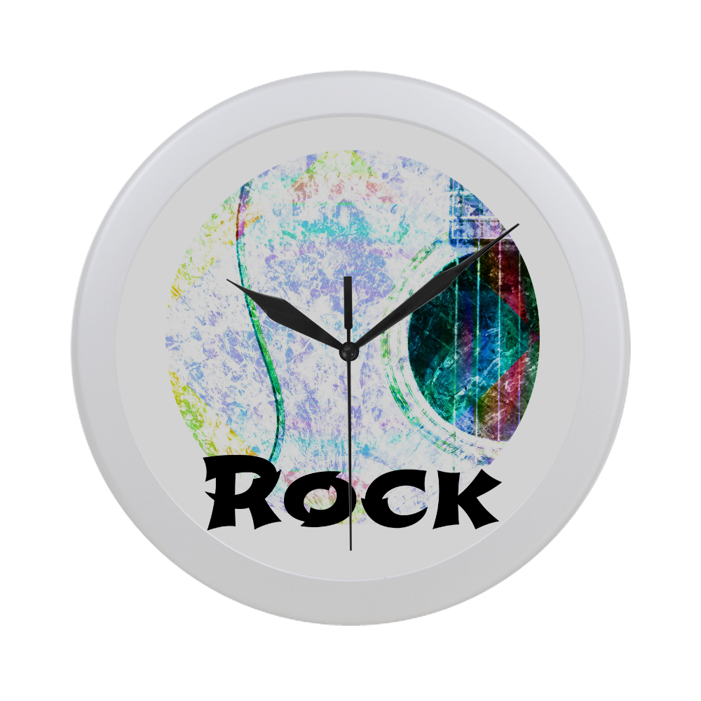 Acoustic Whitewash Rock Circular Plastic Wall clock