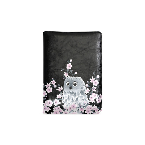 Cute Owl and Cherry Blossoms Pink Black Custom NoteBook A5