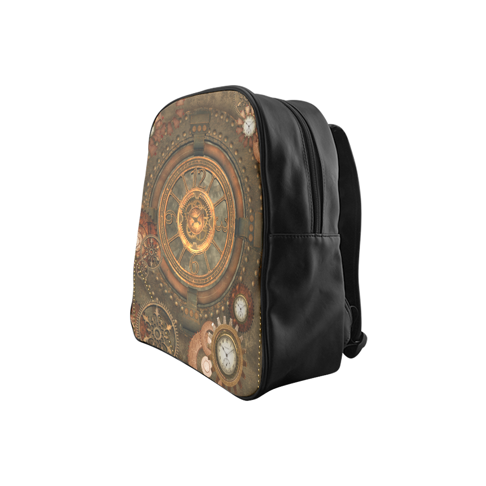 Steampunk, wonderful vintage clocks and gears School Backpack (Model 1601)(Small)