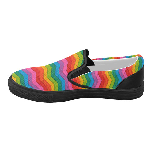 Woven Rainbow Women's Slip-on Canvas Shoes (Model 019)