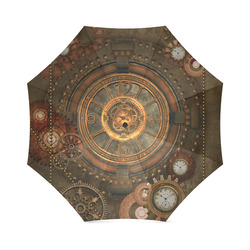 Steampunk, wonderful vintage clocks and gears Foldable Umbrella (Model U01)