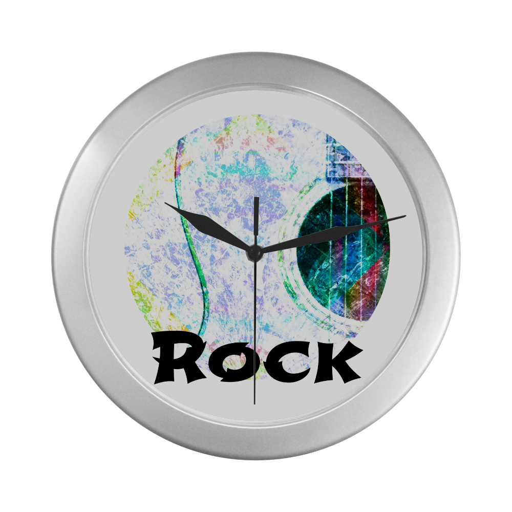 Acoustic Whitewash Rock Silver Color Wall Clock