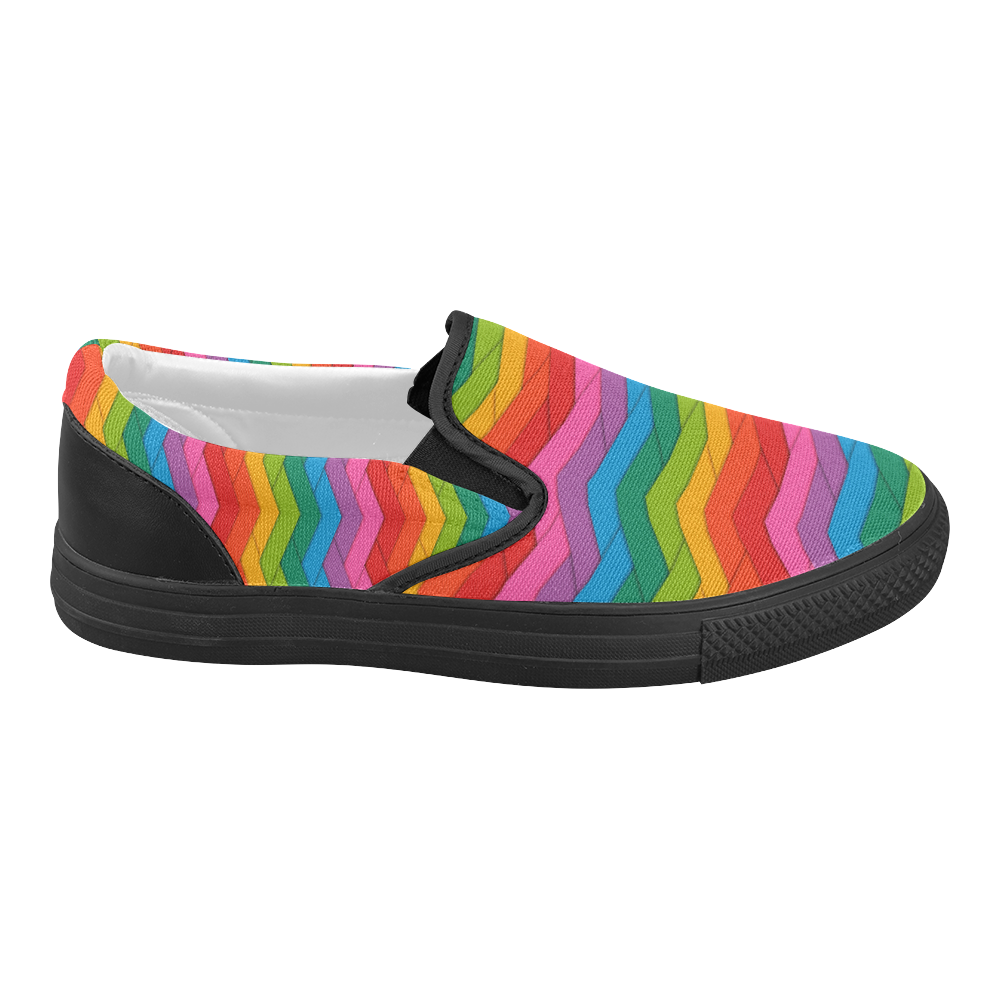 Woven Rainbow Women's Slip-on Canvas Shoes (Model 019)