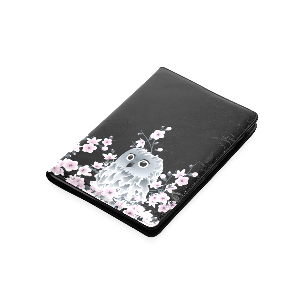 Cute Owl and Cherry Blossoms Pink Black Custom NoteBook A5