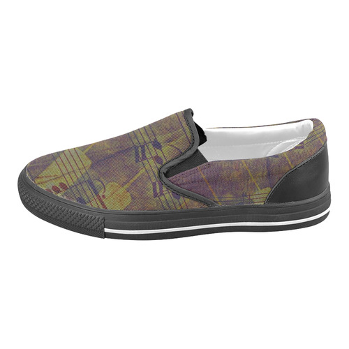 Music, vintage look A by JamColors Men's Slip-on Canvas Shoes (Model 019)