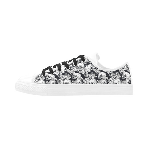 skull pattern, black and white Aquila Microfiber Leather Women's Shoes (Model 031)