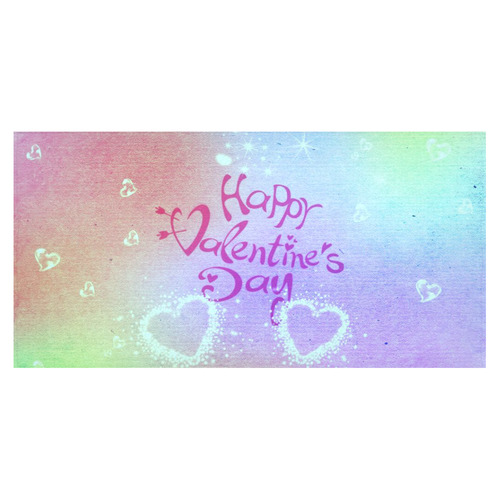 happy valentines day teal by FeelGood Cotton Linen Tablecloth 60"x120"