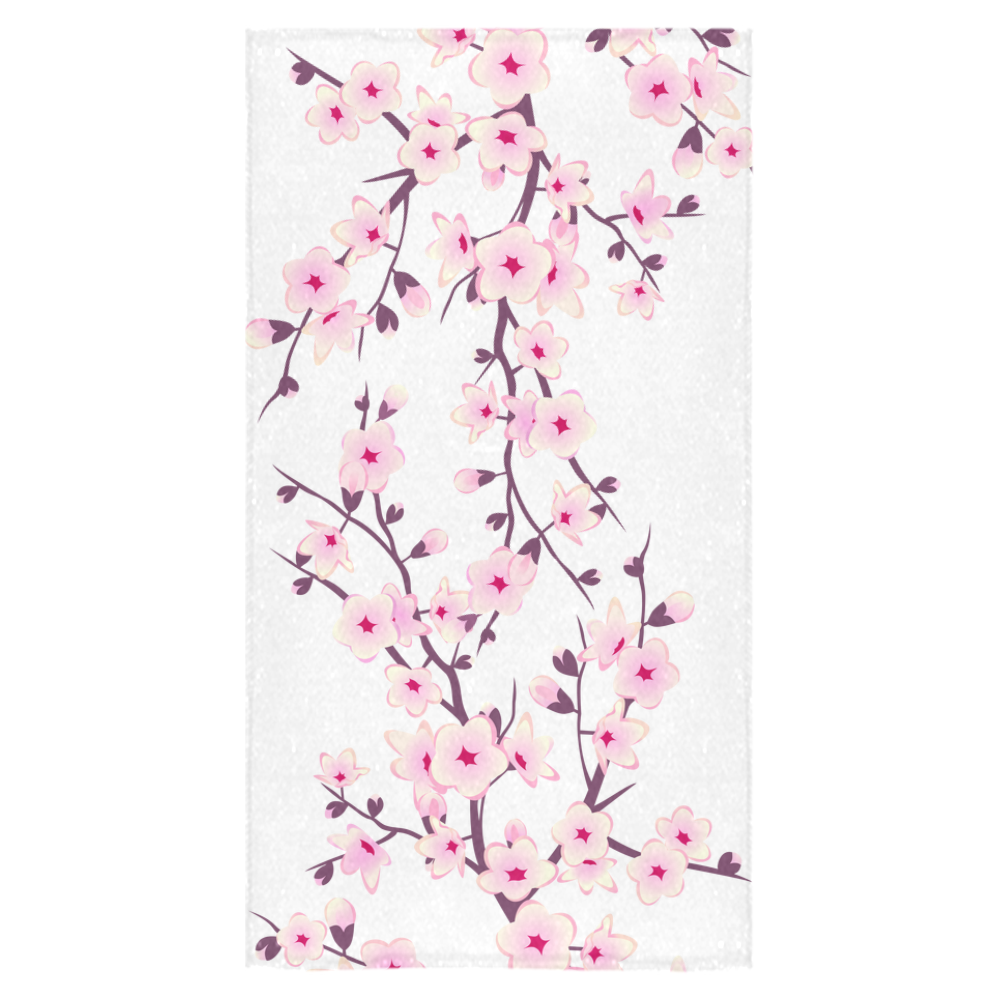 Cherry Blossoms Pink White Asia Floral Bath Towel 30"x56"