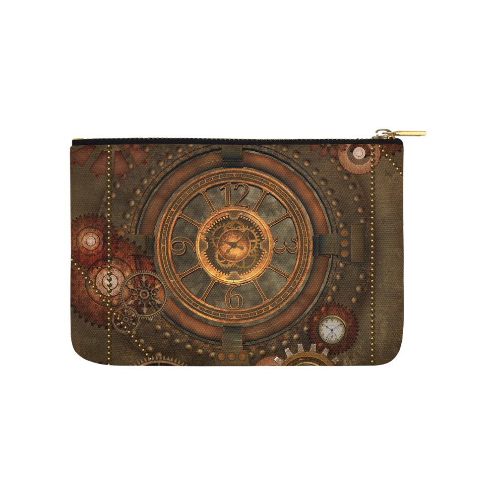 Steampunk, wonderful vintage clocks and gears Carry-All Pouch 9.5''x6''