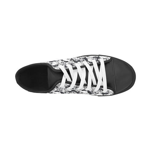 skull pattern, black and white Aquila Microfiber Leather Women's Shoes (Model 031)