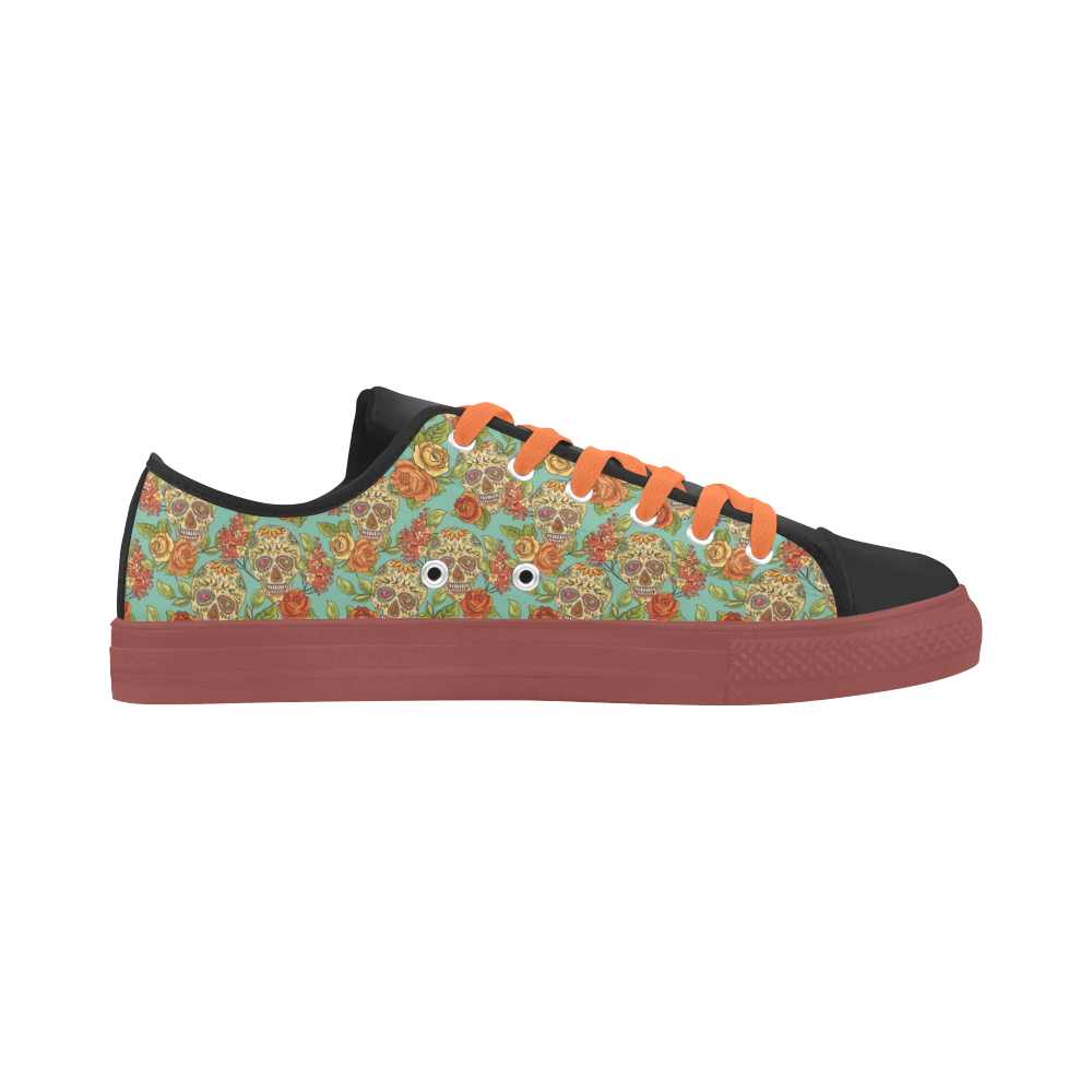 sugar skull pattern Aquila Microfiber Leather Women's Shoes (Model 031)