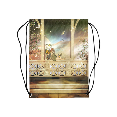 The cute little fairy in the sunset Medium Drawstring Bag Model 1604 (Twin Sides) 13.8"(W) * 18.1"(H)
