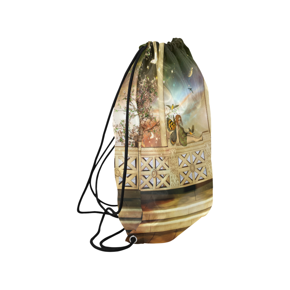 The cute little fairy in the sunset Medium Drawstring Bag Model 1604 (Twin Sides) 13.8"(W) * 18.1"(H)