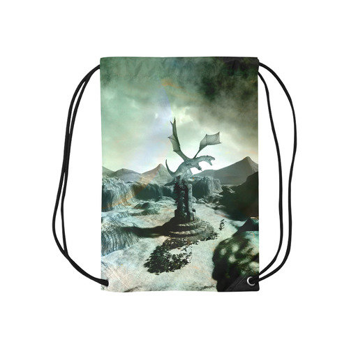 Dragon in a fantasy landscape Small Drawstring Bag Model 1604 (Twin Sides) 11"(W) * 17.7"(H)