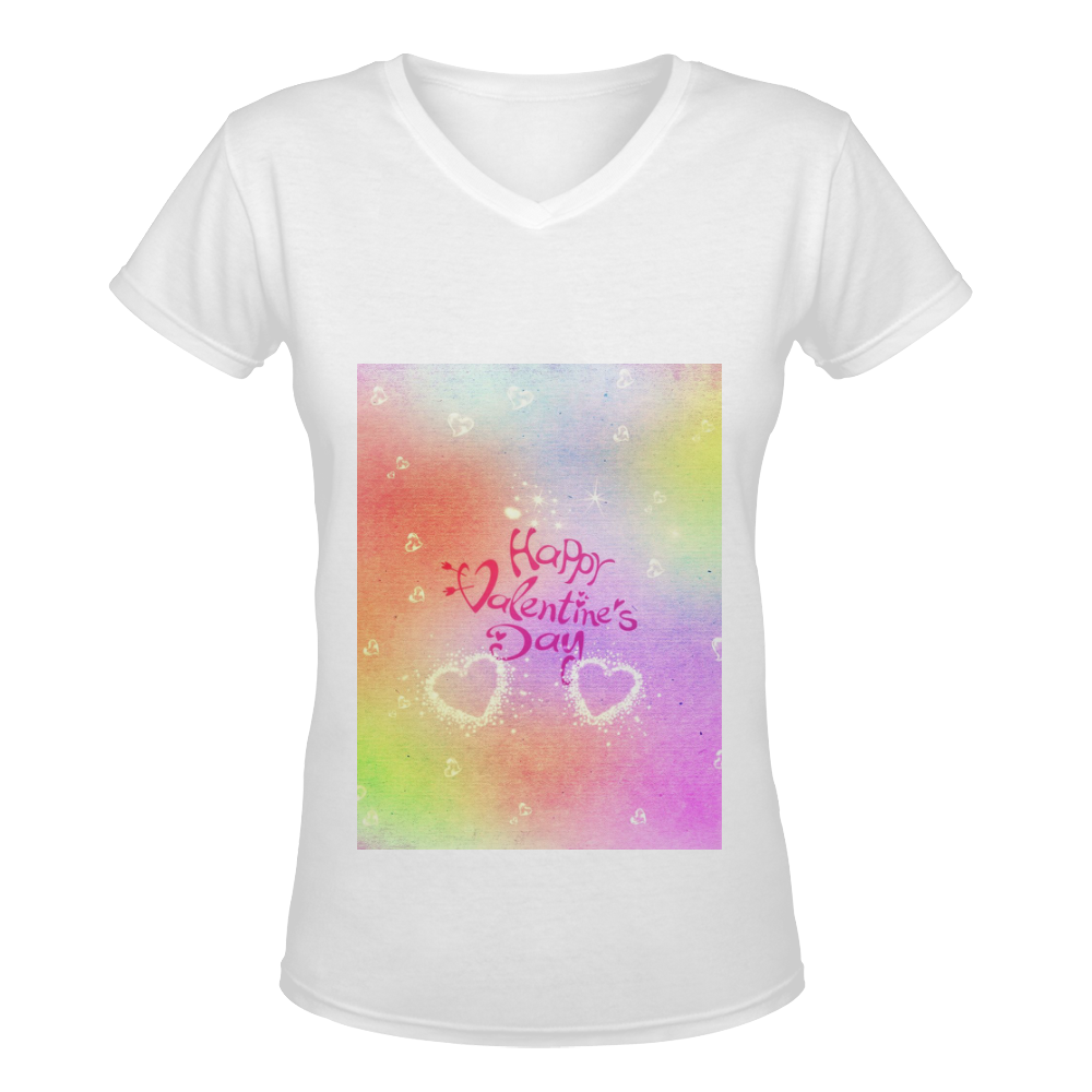 happy valentines day by FeelGood Women's Deep V-neck T-shirt (Model T19)