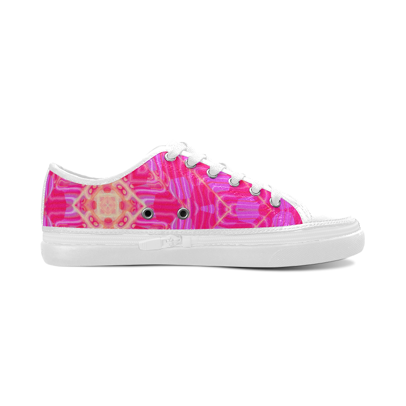 Pink And Rose Abstract Pattern Women's Canvas Zipper Shoes/Large Size (Model 001)