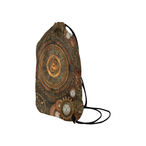 Steampunk, wonderful vintage clocks and gears Small Drawstring Bag Model 1604 (Twin Sides) 11"(W) * 17.7"(H)