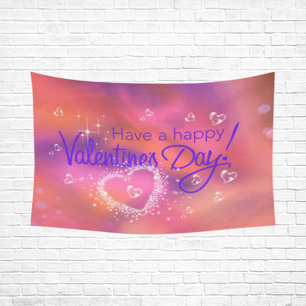 happy valentines day pink by FeelGood Cotton Linen Wall Tapestry 90"x 60"