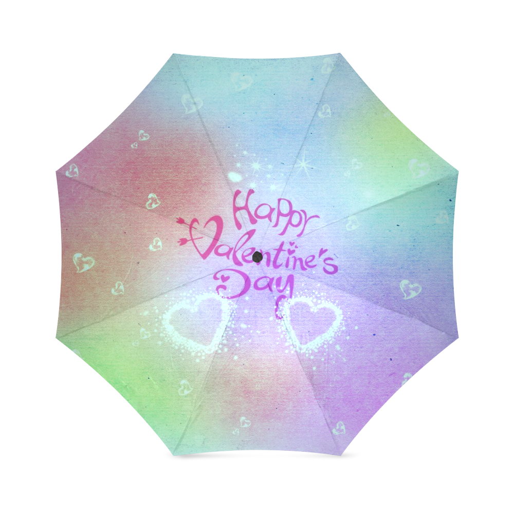 happy valentines day teal by FeelGood Foldable Umbrella (Model U01)
