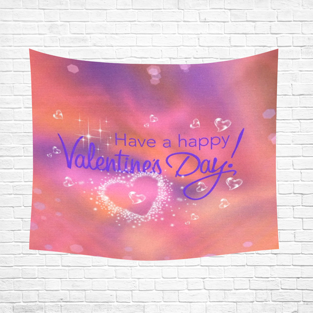 happy valentines day pink by FeelGood Cotton Linen Wall Tapestry 60"x 51"