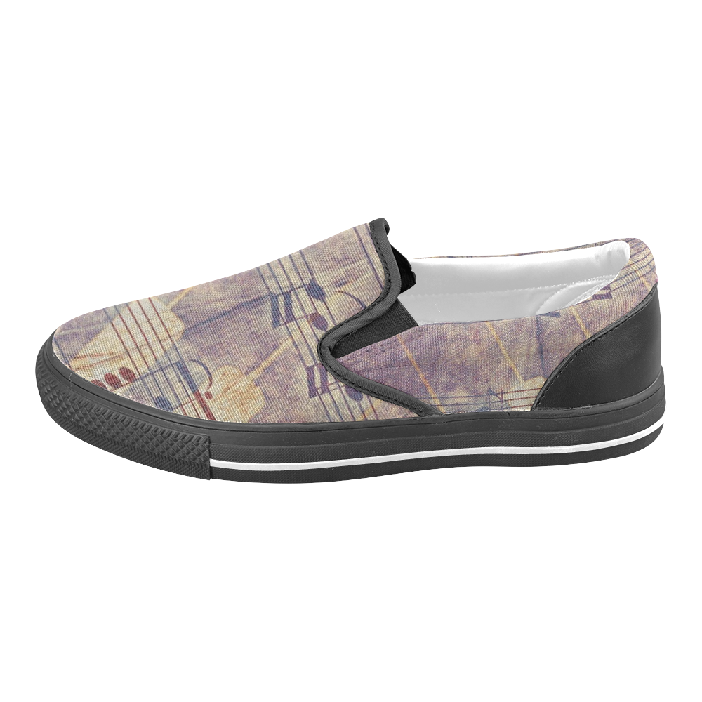 Music, vintage look B by JamColors Men's Slip-on Canvas Shoes (Model 019)