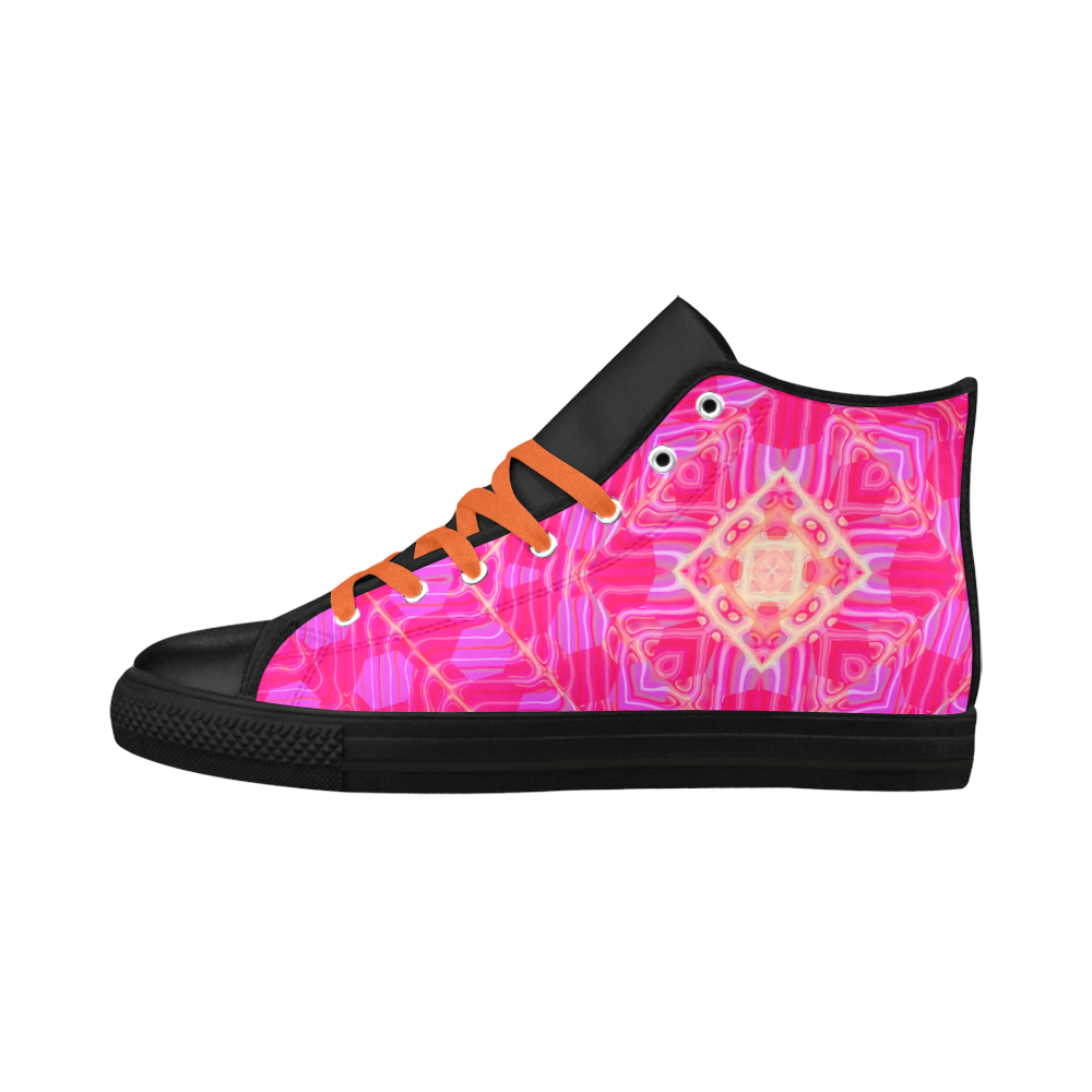 Pink And Rose Abstract Pattern Aquila High Top Microfiber Leather Women's Shoes (Model 032)
