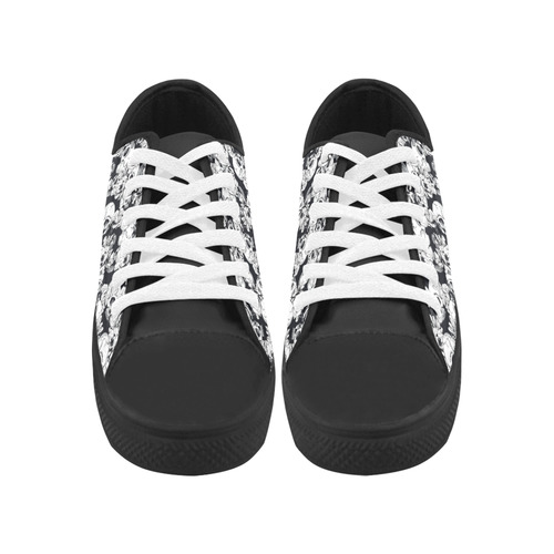 skull pattern, black and white Aquila Microfiber Leather Women's Shoes (Model 031)