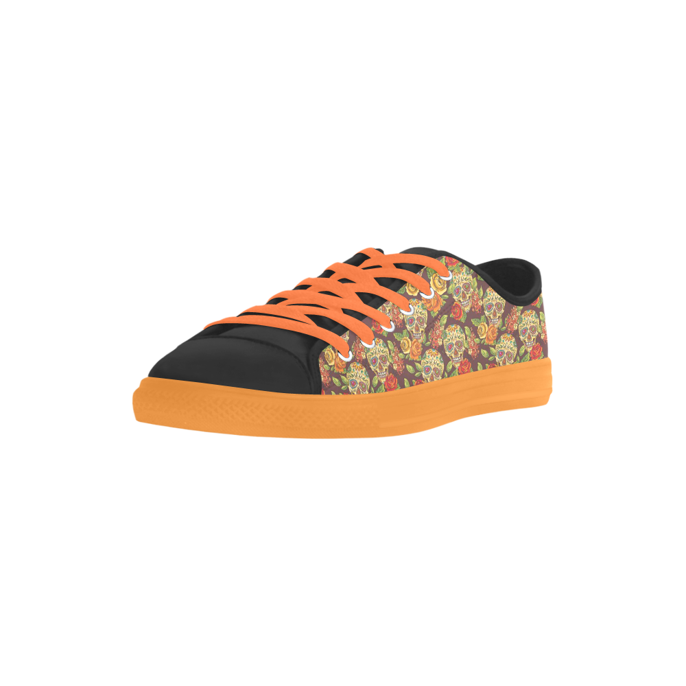 sugar skull pattern Aquila Microfiber Leather Women's Shoes/Large Size (Model 031)