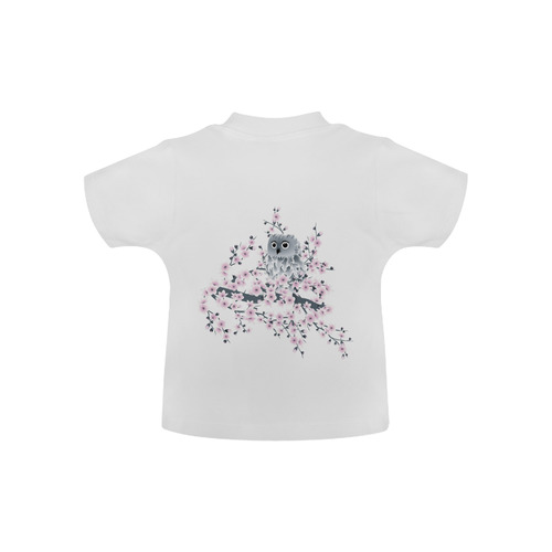 Cute Owl and Cherry Blossoms Asia Floral Baby Classic T-Shirt (Model T30)