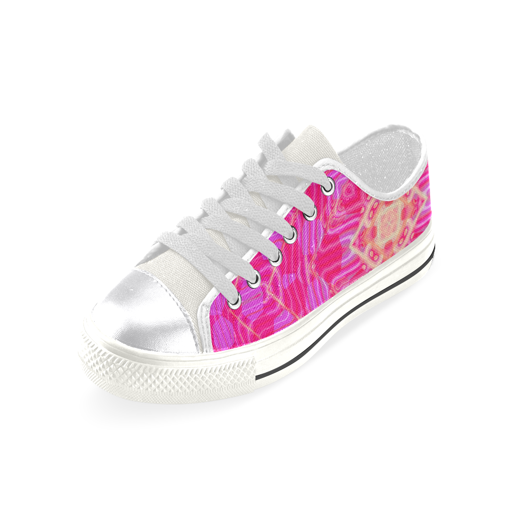Pink And Rose Abstract Pattern Canvas Women's Shoes/Large Size (Model 018)
