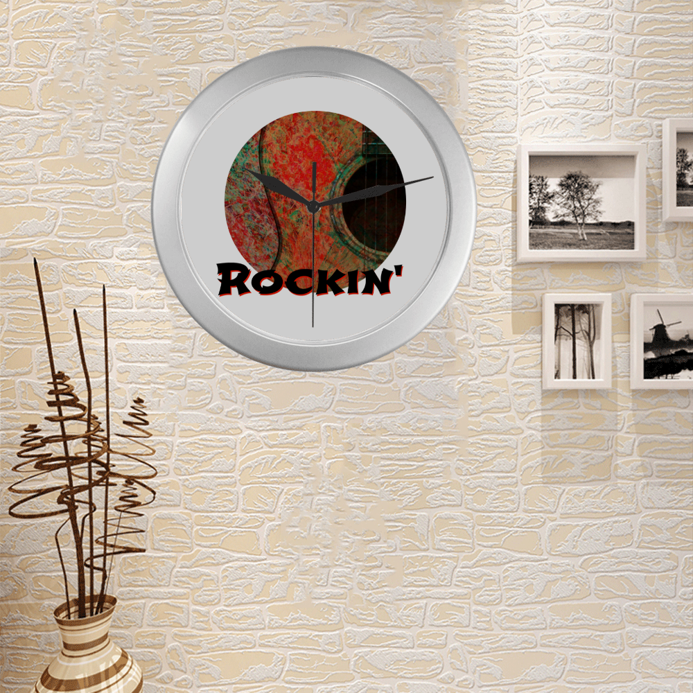 Acoustic Splatter rockin Silver Color Wall Clock