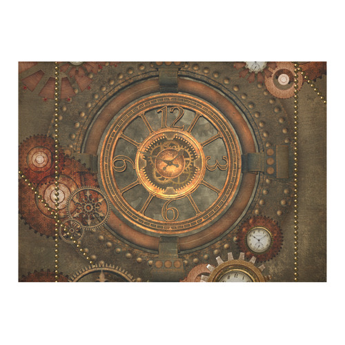 Steampunk, wonderful vintage clocks and gears Cotton Linen Tablecloth 60"x 84"