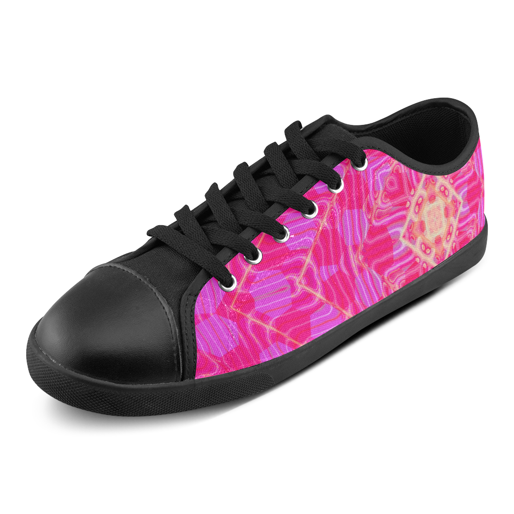 Pink And Rose Abstract Pattern Canvas Shoes for Women/Large Size (Model 016)