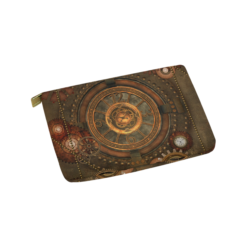Steampunk, wonderful vintage clocks and gears Carry-All Pouch 9.5''x6''