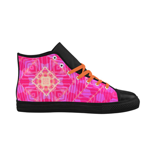 Pink And Rose Abstract Pattern Aquila High Top Microfiber Leather Women's Shoes (Model 032)