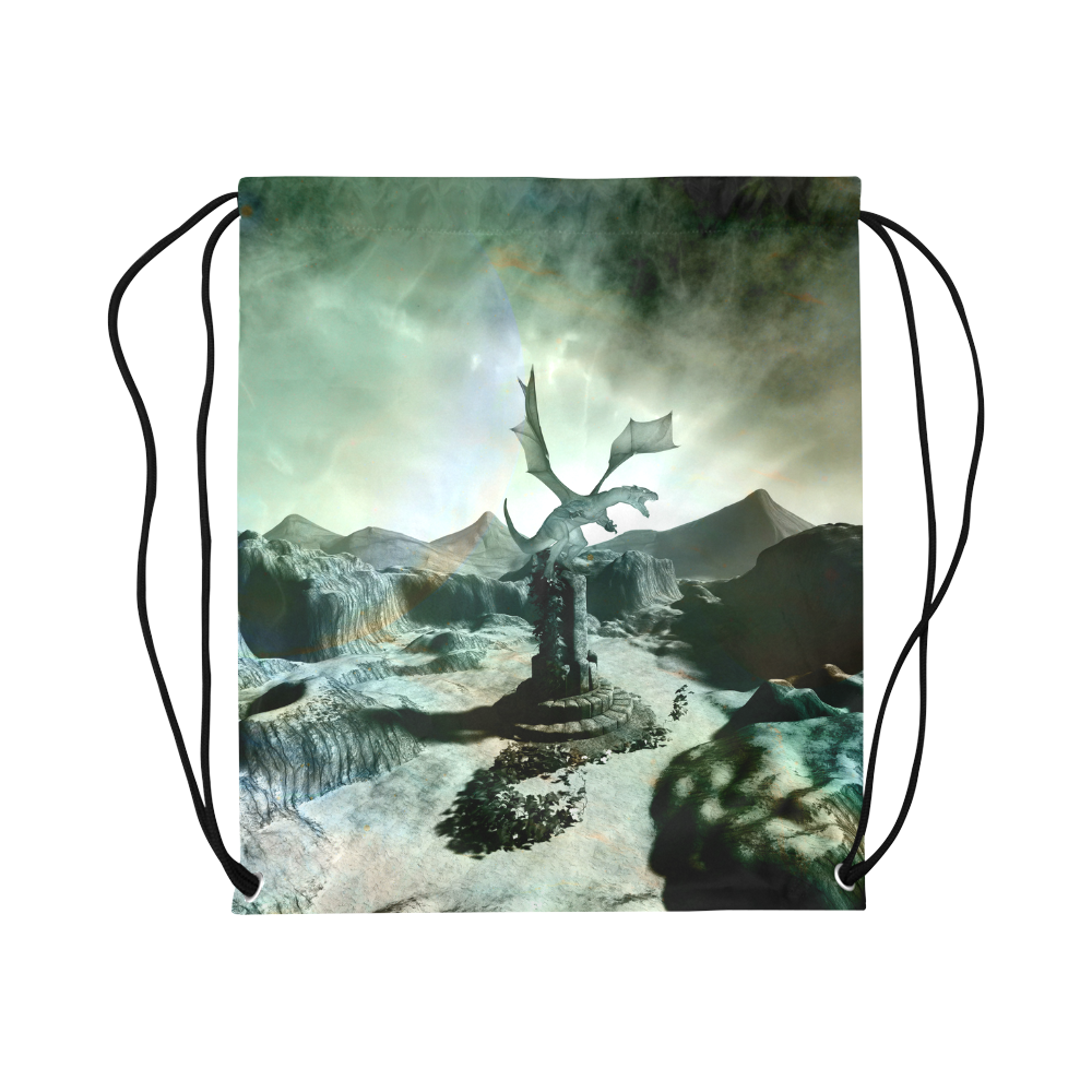 Dragon in a fantasy landscape Large Drawstring Bag Model 1604 (Twin Sides)  16.5"(W) * 19.3"(H)