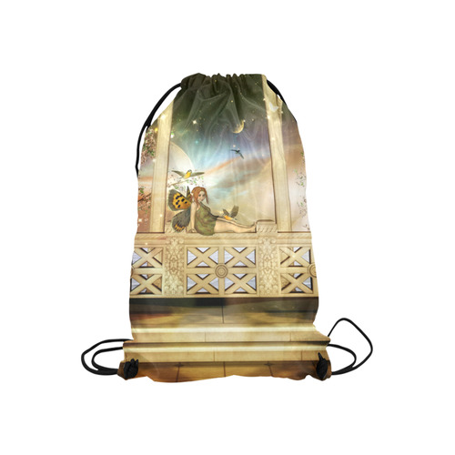 The cute little fairy in the sunset Small Drawstring Bag Model 1604 (Twin Sides) 11"(W) * 17.7"(H)