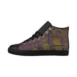 Music, vintage look A by JamColors Aquila High Top Microfiber Leather Women's Shoes (Model 032)