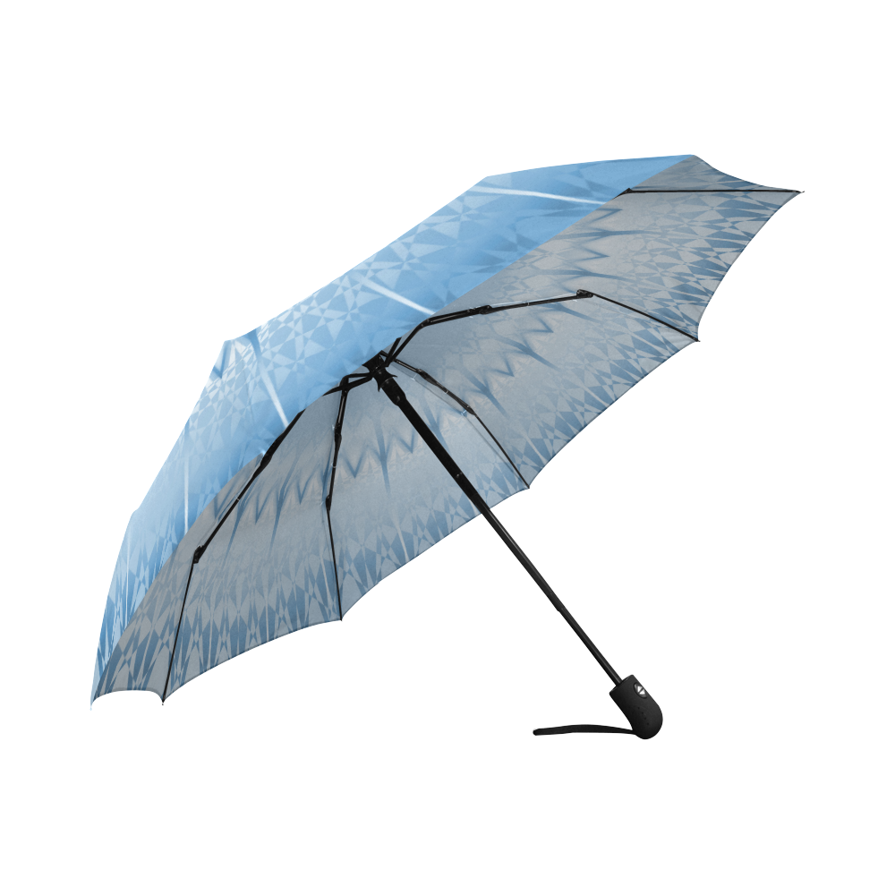 Blue Mandala Dolphin Metallic Shimmering Auto-Foldable Umbrella (Model U04)