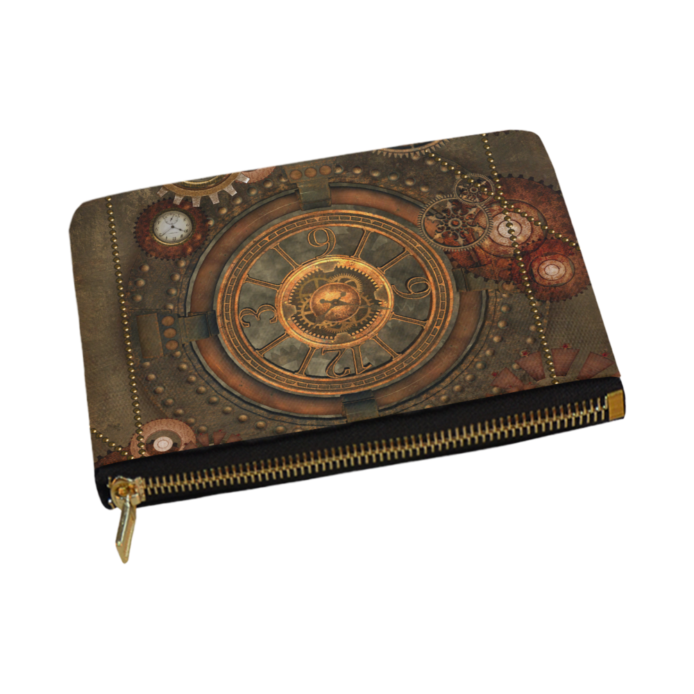 Steampunk, wonderful vintage clocks and gears Carry-All Pouch 12.5''x8.5''