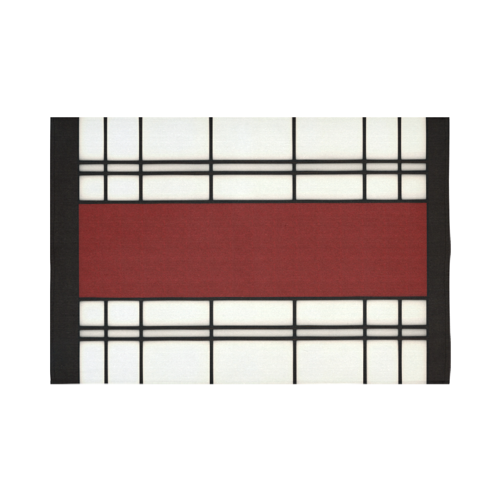 Shoji - red Cotton Linen Wall Tapestry 90"x 60"