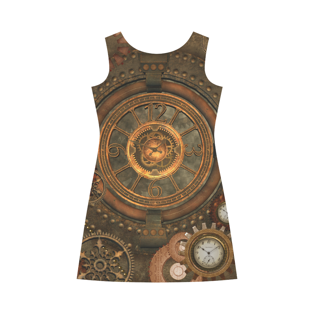 Steampunk, wonderful vintage clocks and gears Bateau A-Line Skirt (D21)