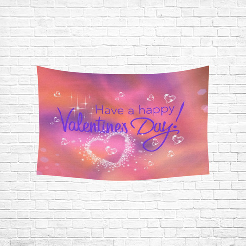 happy valentines day pink by FeelGood Cotton Linen Wall Tapestry 60"x 40"