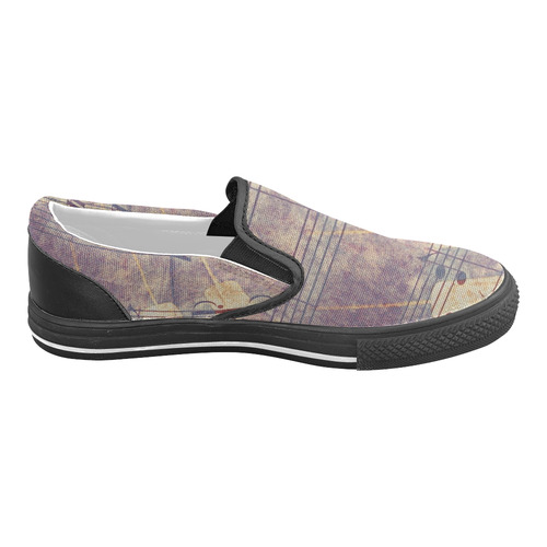 Music, vintage look B by JamColors Men's Slip-on Canvas Shoes (Model 019)