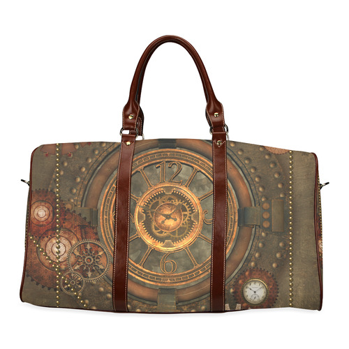 Steampunk, wonderful vintage clocks and gears Waterproof Travel Bag/Large (Model 1639)